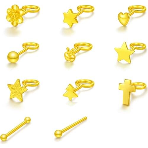 New Arrival Real 24K Yellow Gold Woman Lucky Small Size Stud Earrings / Best Gift 0.2-0.84g
