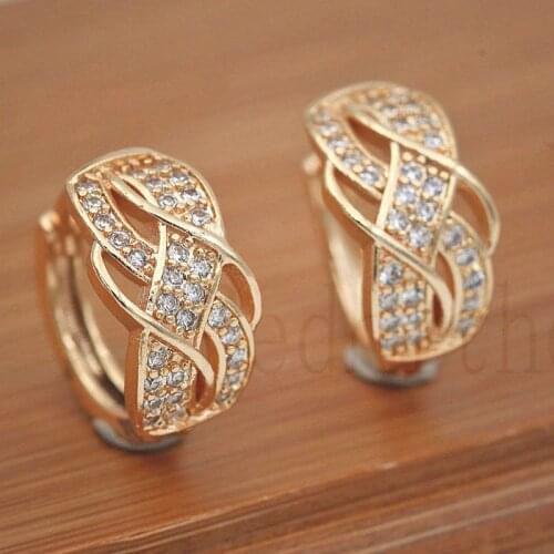 New Statement Hoop Earrings Women Trendy Fashion Jewelry Zircon Earrings Spiral Pattern Gold OBS3109