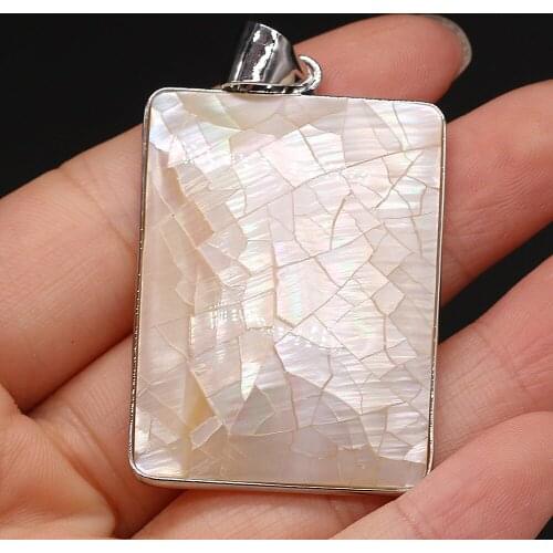 1pcs New Hot Natural Rectangle Shell Pendants Jewelry Accessories DIY Earring Necklace for Women Girls GiftS Size 32x42mm