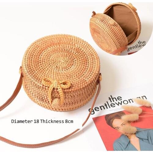 PU Casual HandBags Handmade Small Shoulder Messenger Bag Crossbody Strap Bag Beach Woven Simple Rattan Bags Shoulder Straw Round