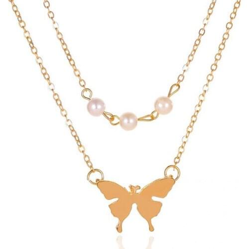 Unique Alloy Butterflies Pendant Simple Clavicle Necklace for Valentine Day