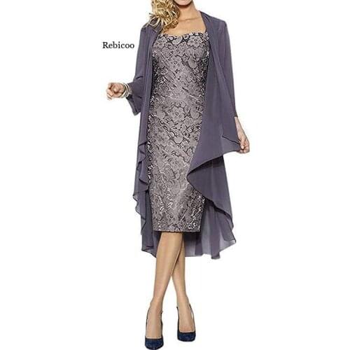 Women Dresses Elegant Sexy Lace Suit 2 Pieces Plus Size for Wedding Party Guest Gown with Jacket New