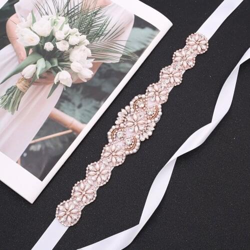 SESTHFAR Beaded Applique Design Wedding Belt Rhinestone Bridal Belt Temperament Female Wedding Belt