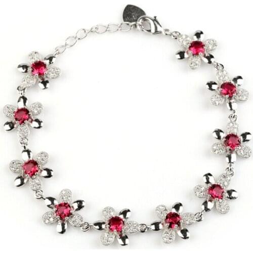 SHUNXUNZE Luxury Vintage Wedding Bracelets Jewelry & Accessories for women dropshipping Red Cubic Zirconia Rhodium Plated R3269