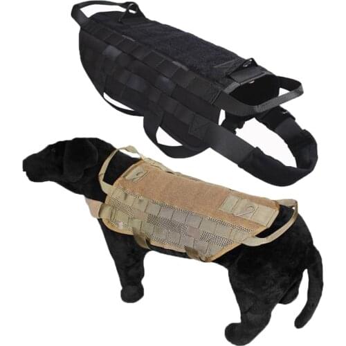 Police K9 Tactical Training Dog Harness Molle Vest Packs Coat 4 Color S-XL Outdoor Military Hunting Dog Clothes Load Bearing