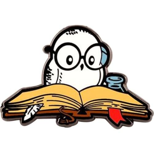 Reading is magical pin funny literary owl badge librarian students teacher bookworm gift