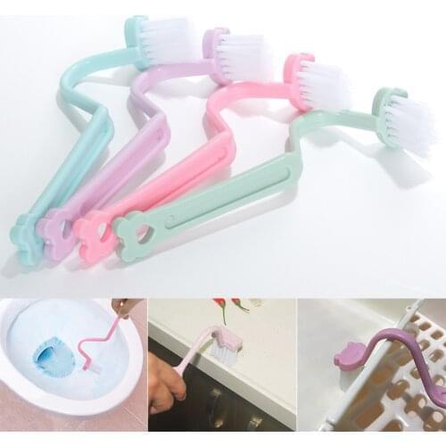 1Pc Toilet Brush V-type Portable Cleaning Brush Plastic Soft Hair Bathroom Kitchen Cleaning Supplies With hook Toilet Brush
