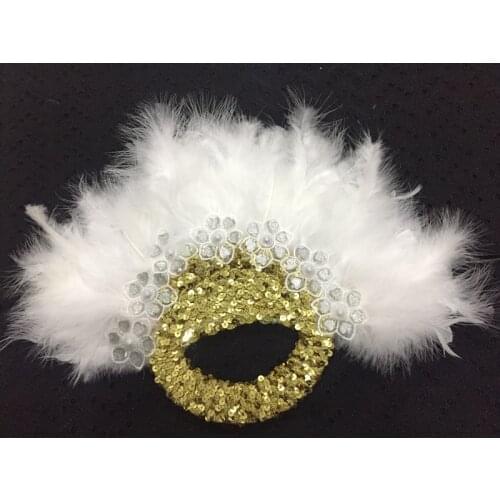 1Pc/bag African Turkey Feather Hand Fan Handmade Fans for Party&Wedding Decoration Hand Fan with Stones Double-sided Feather Fan