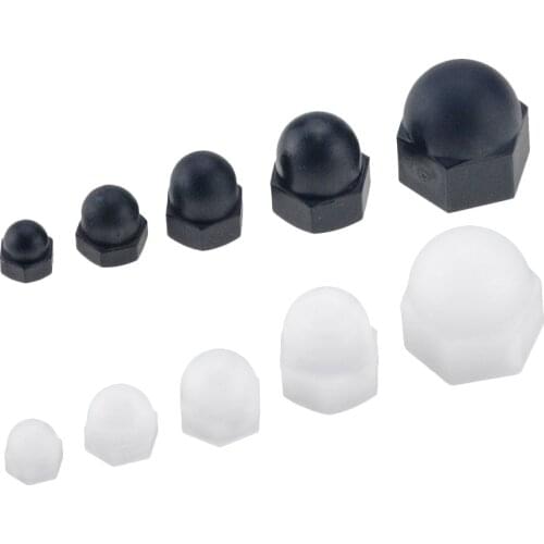 10PCS White/Black M3-M12 M4 M8 M10 Nylon Bolt Nut Dome Protection Caps Covers Exposed Hexagon Plastic Decorative Acorn Cap Nuts