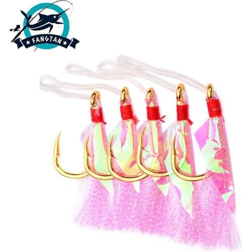 10pcs/lot Fishing Hook 1# 3# 5# 7# Single Hook Japan With PE Line Fly Tying Jig Assist Bait Fish hooks Carp Fishing Accessories