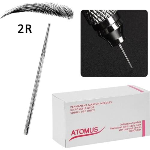 100PCS/Set DISPOSABLE Microblading LINER Needles, 2R, Stainless Steel