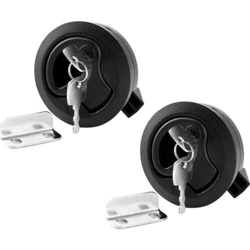 2Pcs Round Flush Pull Slam Latch Lift Slam Latch Hardware with Lock Key Kit for Boat RV Yacht Accessories