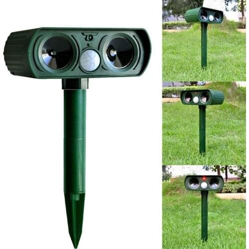 2PCS Solar Repellent Cat Repeller Scarer Dual Ultra Deterrent Garden Animal Chaser