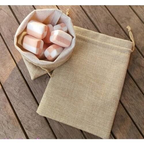 300pcs Burlap Candy Biscuit Packaging Bag Rustic Wedding Favor Bag Drawstring Gift Pouches WB87