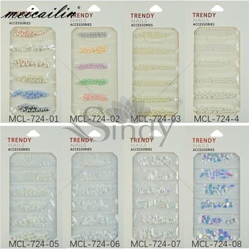 1 Pack Colorful ABS Imitation Pearls Mixed Size 3D Nail Art Decorations Pearl Glass Rhinestones Nails Accessories Crystal Stones