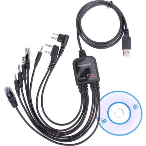 8in1 USB Programming Cable for BAOFENG UV5R MOTOROLA ICOM KENWOOD YAESU Handheld Mobile Radio Walkie Talkie