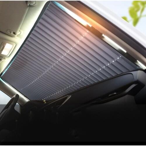 Car Sunscreen Insulation Sunshade Automatic Retractable Folding Front Windshield Visor Curtain Blackout Curtain Light Barrier