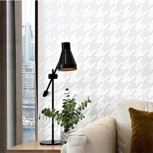 White Houndstooth Wallpaper Non-woven Nordic Geometric Bedroom Living Room Background Wall Paper Modern Minimalist