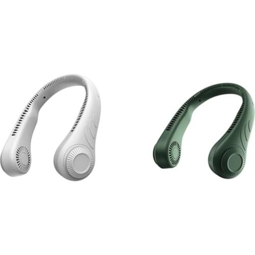 Mini Bladeless Fan Neck Fan 2000MAh USB Rechargeable Fan Mute Sports Fans for Home Outdoor