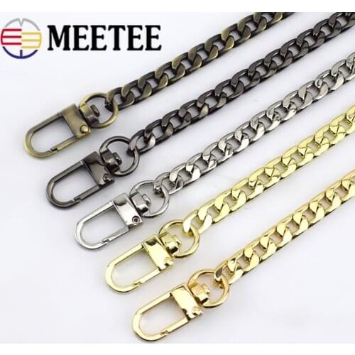 1Pc Meetee 10mm 50-130cm Bag Chain Clasp Buckles DIY Replacement Bag Shoulder Straps Metal Chain Hook Belt Accessories Hardware
