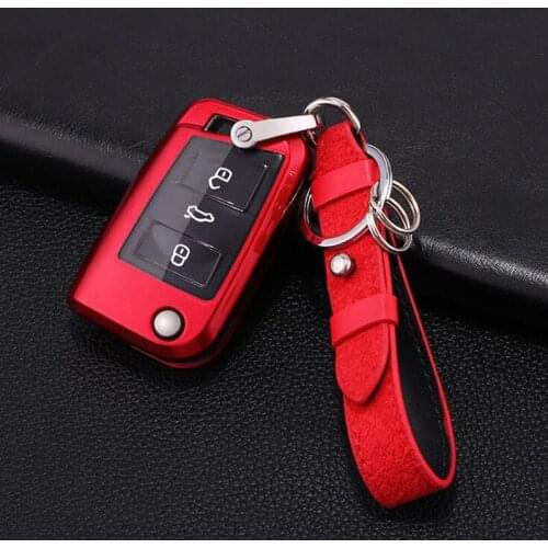 Car Key Case TPU + PC Cover For Volkswagen VW Golf 7 GTI R MK7 Tiguan Car Key Bag Shell Holder Keychain