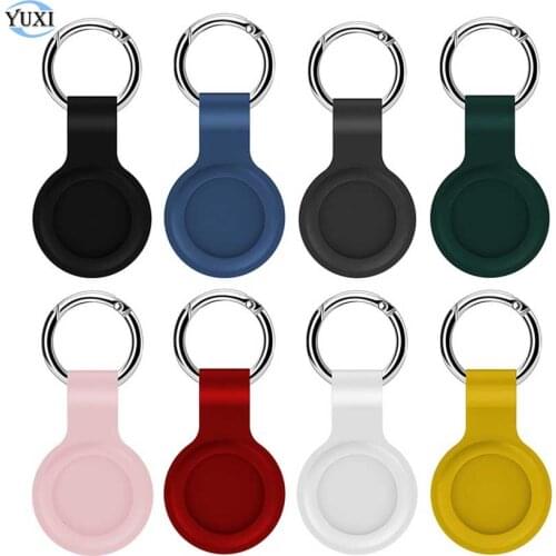 YuXi For Apple Airtags Case Silicone Protective Sleeve Cover For Apple Locator Tracker Anti-lost Device Keychain