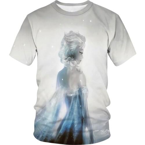 Disney Frozen 3D Printed T-shirt Mens And Womens Summer Casual T-shirt Fashion Short Sleeve O-neck Cartoons Kids T-shirt Tops