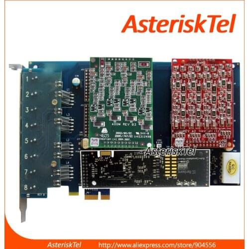 Asterisk card AEX800 PCI-E 4 FXO+4 FXS card with Hardware Echo Cancel. Module VPMADT032 digium wildcard pci TDM822B TDM880B