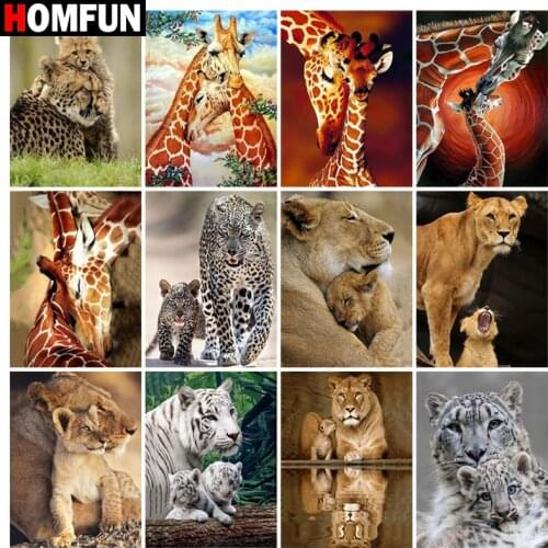 HOMFUN Rhinestone Painting Crystal Decor Diy Diamond Painting "Giraffe leopard" 3D Cross Stitch Pattern Diamond Embroidery