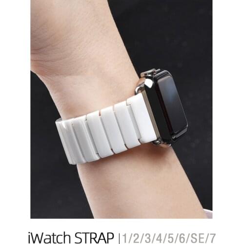 Ceramic Strap For Apple Watch Band 38mm 42mm Butterfly Buckle Replacement Strap for iWatch Band Series 6 5 4 40mm 44mm Watchband