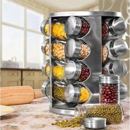 Kitchen Supplies Seasoning Box Professional Jar Stainless Steel Salt Sugar Pot Glass Containers