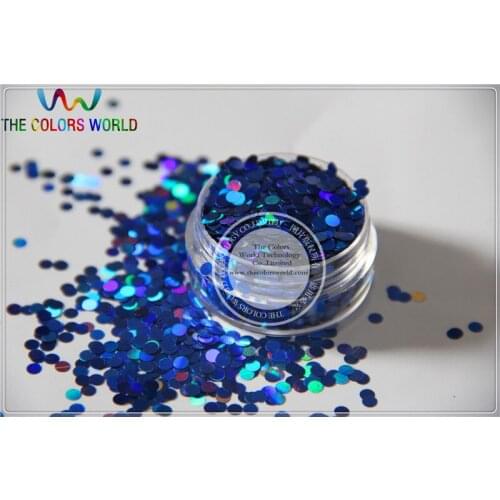 LM-75 Size 3 mm laser holographic Royal Blue color Glitter paillette Dot shape spangles for Nail Art and DIY supplies