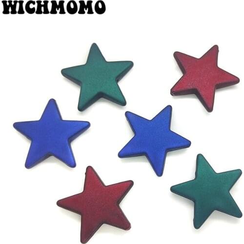 Fashion 10 Pieces 28mm Geometric Acrylic Rubber Paint Star Charms Pendants Beads for Diy Earring Necklace Jewelry Accessories