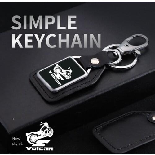 Fashion motorcycle leather key ring Keychain with logo Accessories For Kawasaki VULCAN s 650 VN 800 1500 900 Accessories