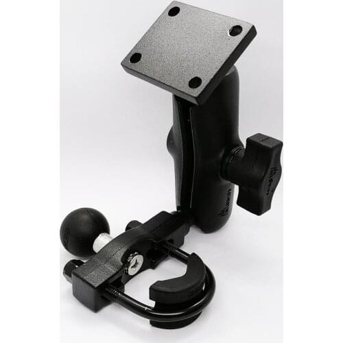 Motorcycle Brake/Clutch Reservoir Ball Base Handlebar Aluminum Mount with 9CM Double Socket Arm with Standard AMPS Hole Pattern