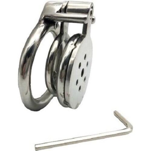 Stainless Steel Male Chastity Cage Pocket-Size Locking Belt Restraint Device 281 Cock Cage Penis Toy
