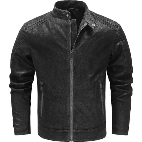 Autumn and winter new Mens Jacket PU Thick Warm Mens Motorcycle Jacket New Fashion Windproof Leather Coat Male