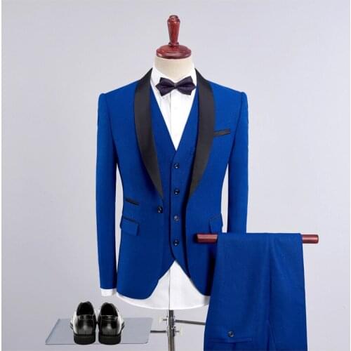 2018 Men suits Latest Coat Pant Designs Formal Men Suits Wedding Groom Blazer Prom 3 piece Stage costumes Suit Jacket+Pant+vest