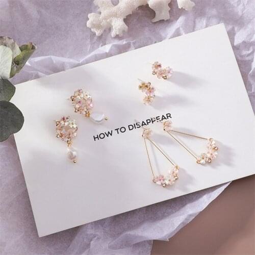 HHSPPF XY 2020 New Elegant White Flower Rhinestone Statement Jewelry Fashion Pearl Crystal Long Pendant Womens Earrings