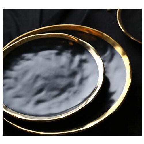 Gold inlay dinner plate gold/white dessert plates kitchen tools tableware ceramic plates food dishes