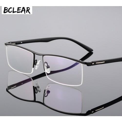 BCLEAR 2018 New Arrival High-end Business Mens Eyeglasses Frame Unique Temple Design Titanium Alloy Half Rim Spectacle Eyewear