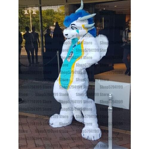 Customised #M17 white dragon FOX HUSKY Dog Furry Fursuit Suit Mascot Costume Cosplay Animal Party Fancy Dress Carnival Gift