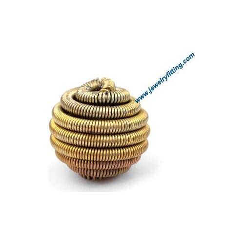 All kinds of jewelry findings supplier Raw brass colowire twist feature connector beads handmade 14mm