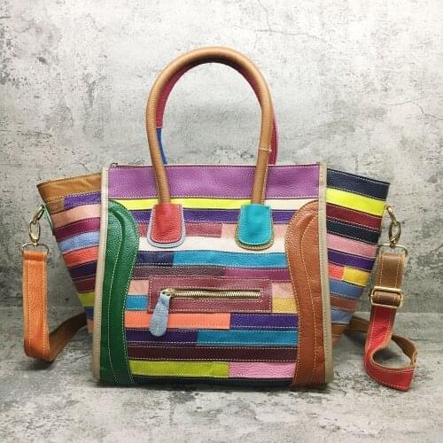 Luxury Brand Designer Classic Colorful Genuine Leather Smiley Cross Body Tote Women Bag Smile Face Purse lady bag vintage 2021