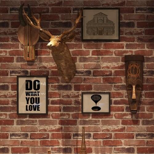 10M Rustic Vintage 3D Faux Brick Wallpaper Roll Vinyl PVC Retro Industrial Loft Wall Paper Red Black Grey Yellow Washable