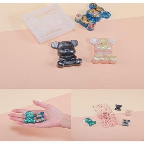 Silicone Bear Shape UV Molds Cute Animals DIY Resin Jewelry Mold For Kids Toys Key Chain Pendents Jewelry Making Supplies