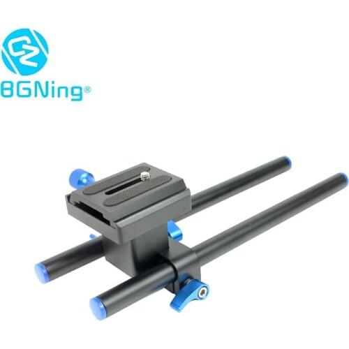 BGNing 15mm Rail Rod Support System Baseplate Mount with 1/4"Screw Quick Release Plate For DSLR Follow Focus Rig 5D2