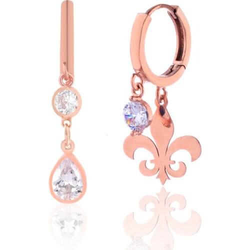 Stylish Earrings Jewelry 925 Sterling Silver For Women Rose Gold Plated With Zircon Drop Earrings