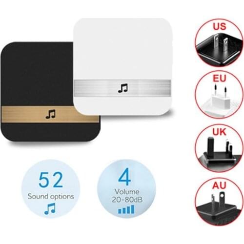 AC90-260V Samrt Wireless Doorbell 300M range 52 chimes Home Call Bell Doorbell 1 Button 1 2 3 Receivers EU/AU/UK/US optional