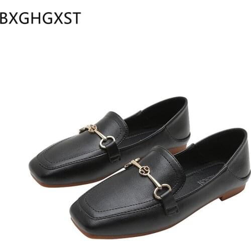 Square Toe Slip on Shoes for Women Office 2021 Leather Boat Shoes Woman Oxford Flats Shoes Women Zapatos Mujer Chaussure Femme